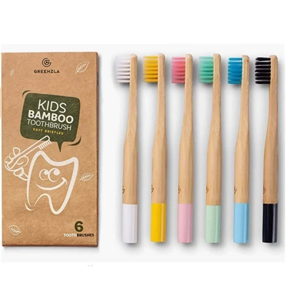 Greenzla Kids Bamboo Toothbrushes three 6 packs
